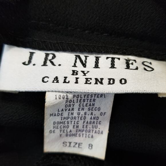 NWOT's-J R Nites/Caliendo Black Sheer Wide Leg Chiffon Pants Sheer Overlay Sz 8 - Picture 7 of 9
